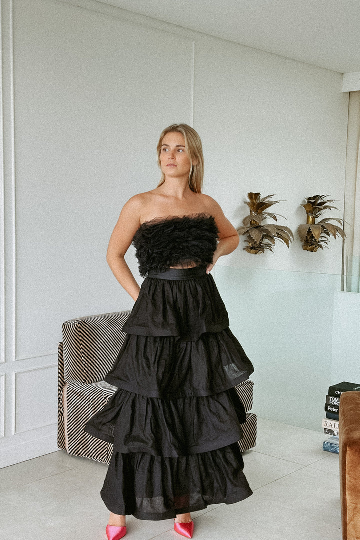 LA DAME MIDNIGHT BLACK SIGNATURE RUFFLE SKIRT