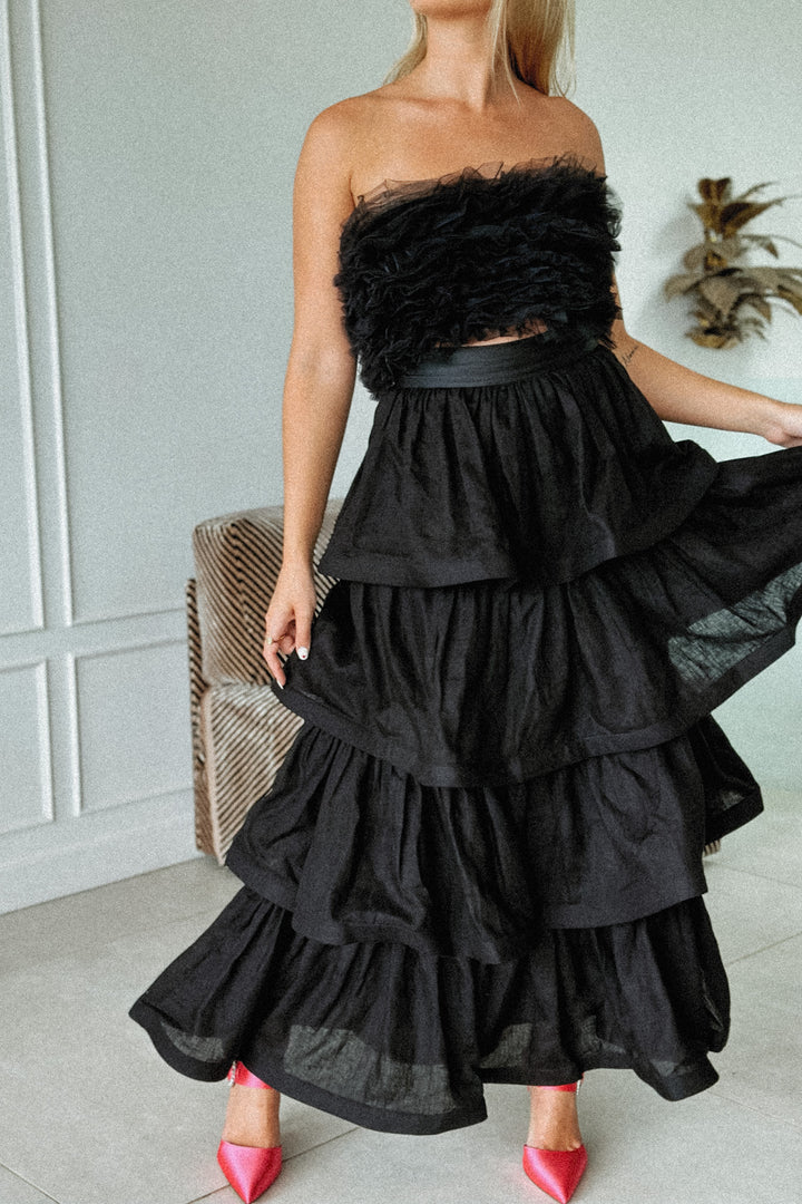 LA DAME MIDNIGHT BLACK SIGNATURE RUFFLE SKIRT