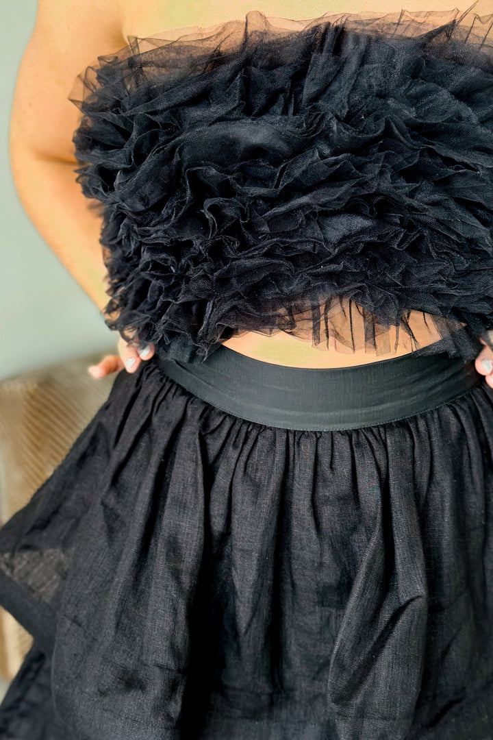 LA DAME MIDNIGHT BLACK SIGNATURE RUFFLE SKIRT