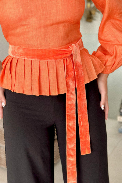 LA DAME OFF THE SHOULDER TOP TANGERINE