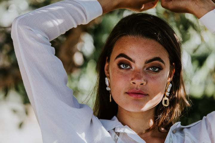 LOLITA PEARL AND BRASS EARRINGS