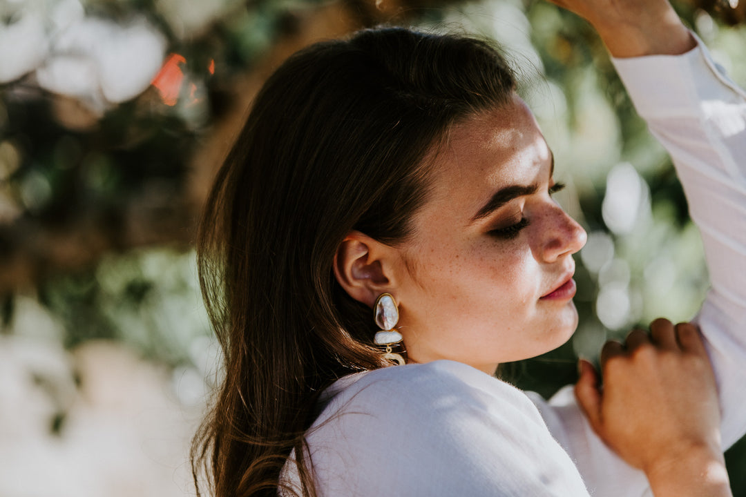 LOLITA PEARL AND BRASS EARRINGS