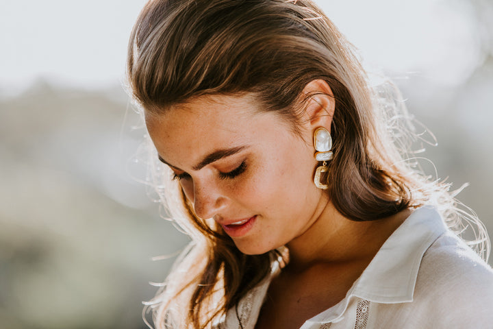 LOLITA PEARL AND BRASS EARRINGS