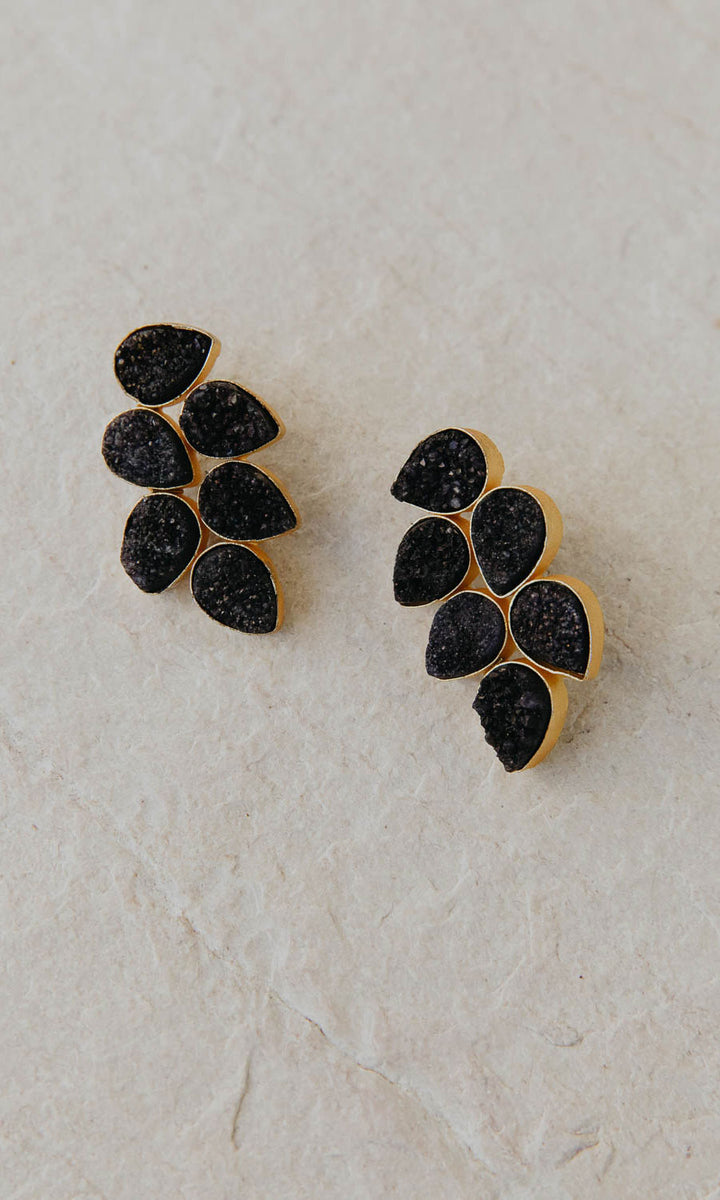 EBONY BLACK EARRINGS GOLD