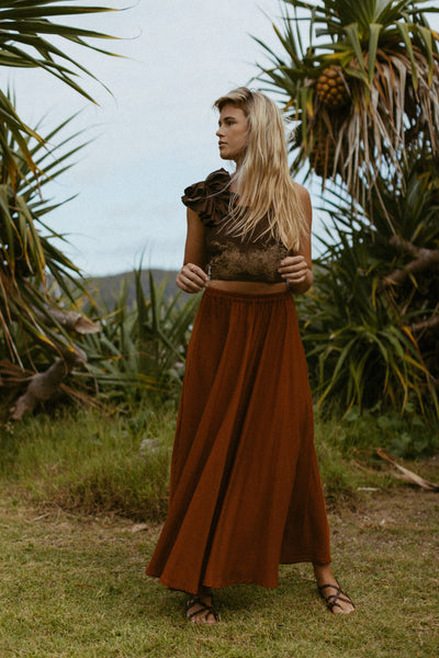 ROSIE TOP HERRINGBONE BROWN