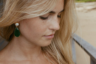 JODIE EARRINGS PEARL WITH ONYX