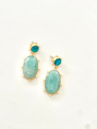 CARRA EARRINGS BLUE QUARTZ WITH AMAZONITE