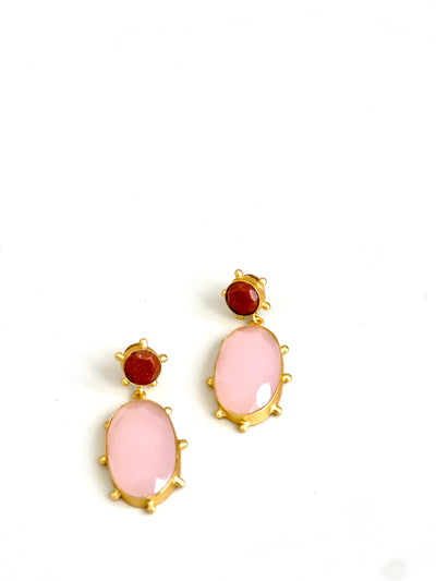 CARRA EARRINGS SUN STONE WITH ROSE QUARTZ