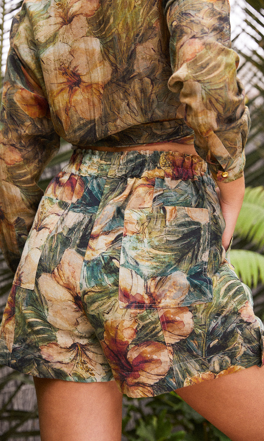 LUANA LINEN SHORTS HIBISCUS PRINT