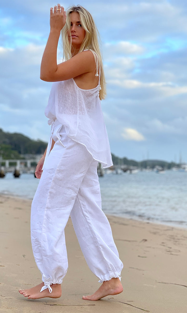 SARDINIA SUN LINEN PANT WHITE