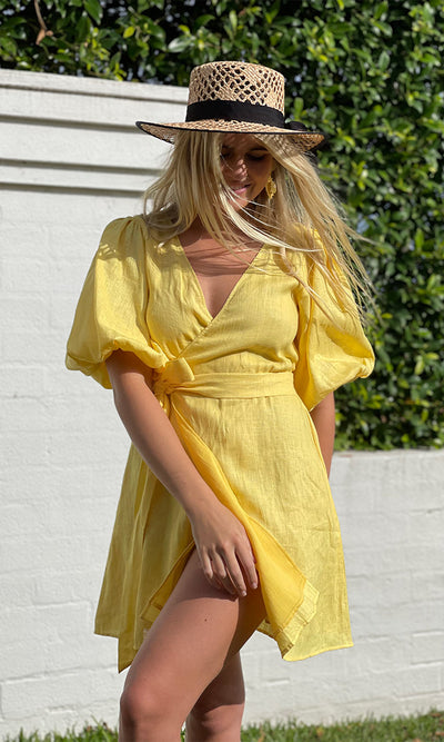 SARDINIA SUN MINI WRAP DRESS YELLOW