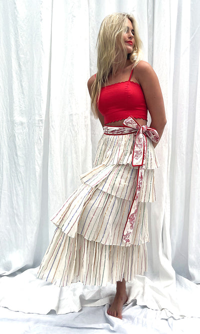 APPLE AND EVE EMBROIDERED RUFFLE SKIRT