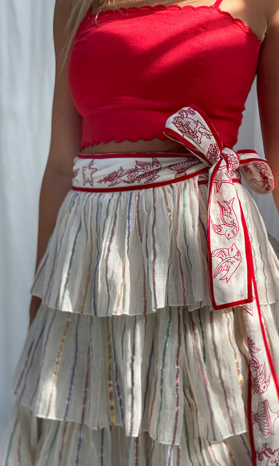 APPLE AND EVE EMBROIDERED RUFFLE SKIRT